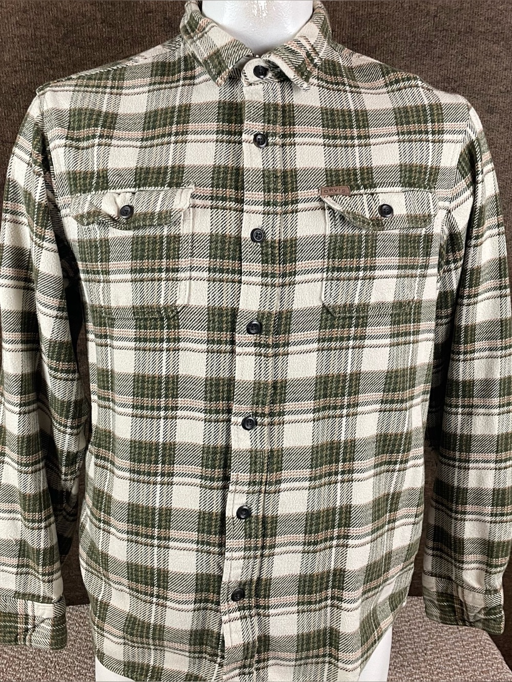 Orvis Shacket Shirt Jacket Mens Large Plaid Grunge Button Up Pockets Thick R1